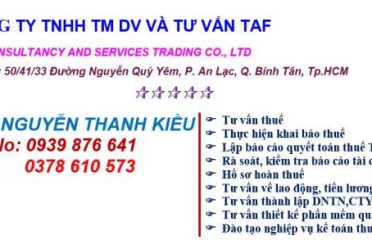 CÔNG TY TNHH THƯƠNG MẠI DỊCH VỤ VÀ TƯ VẤN TAF